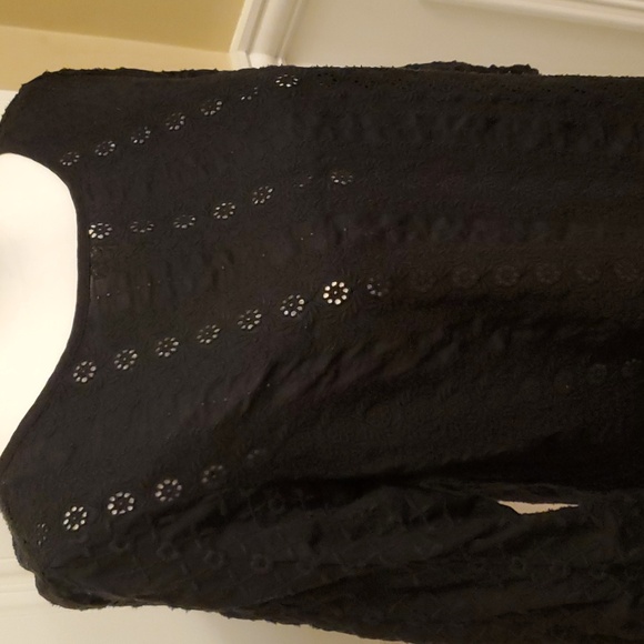Black Eyelet 3/4 Sleeve Top - Picture 5 of 7